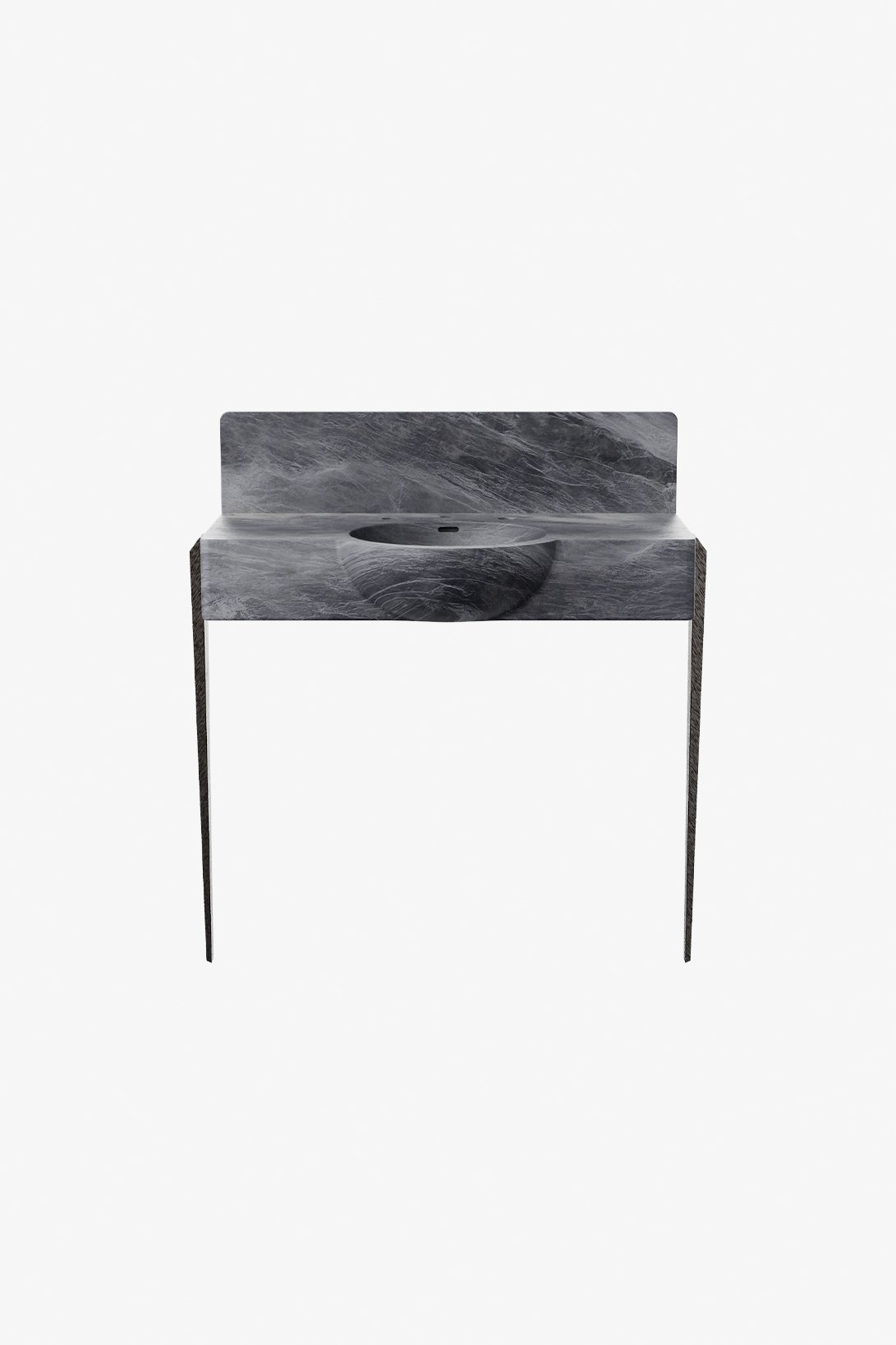 Gio Triangle two legs in Bronze with 36" Doria DECK Mounted Lavatory Sink with Backsplash