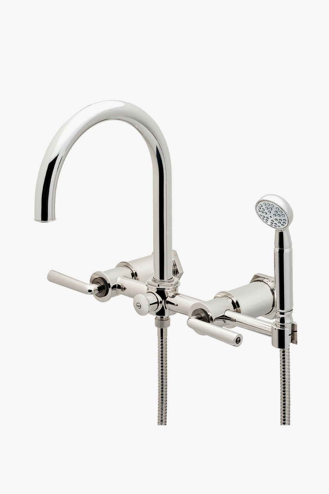 Henry Wall Mounted Exposed Tub Filler with Handshower and Two-Tone Lever Handles