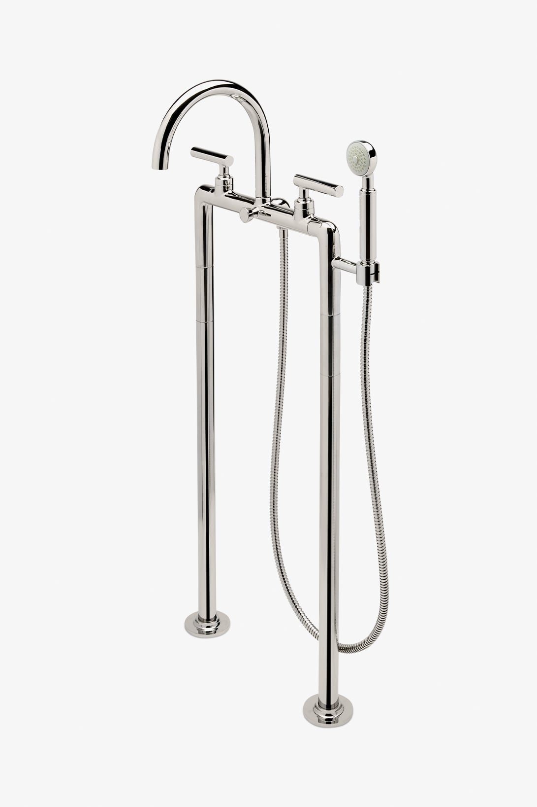 Bond Solo Series Floor Mounted Exposed Tub Filler with Handshower and Straight Lever Handles