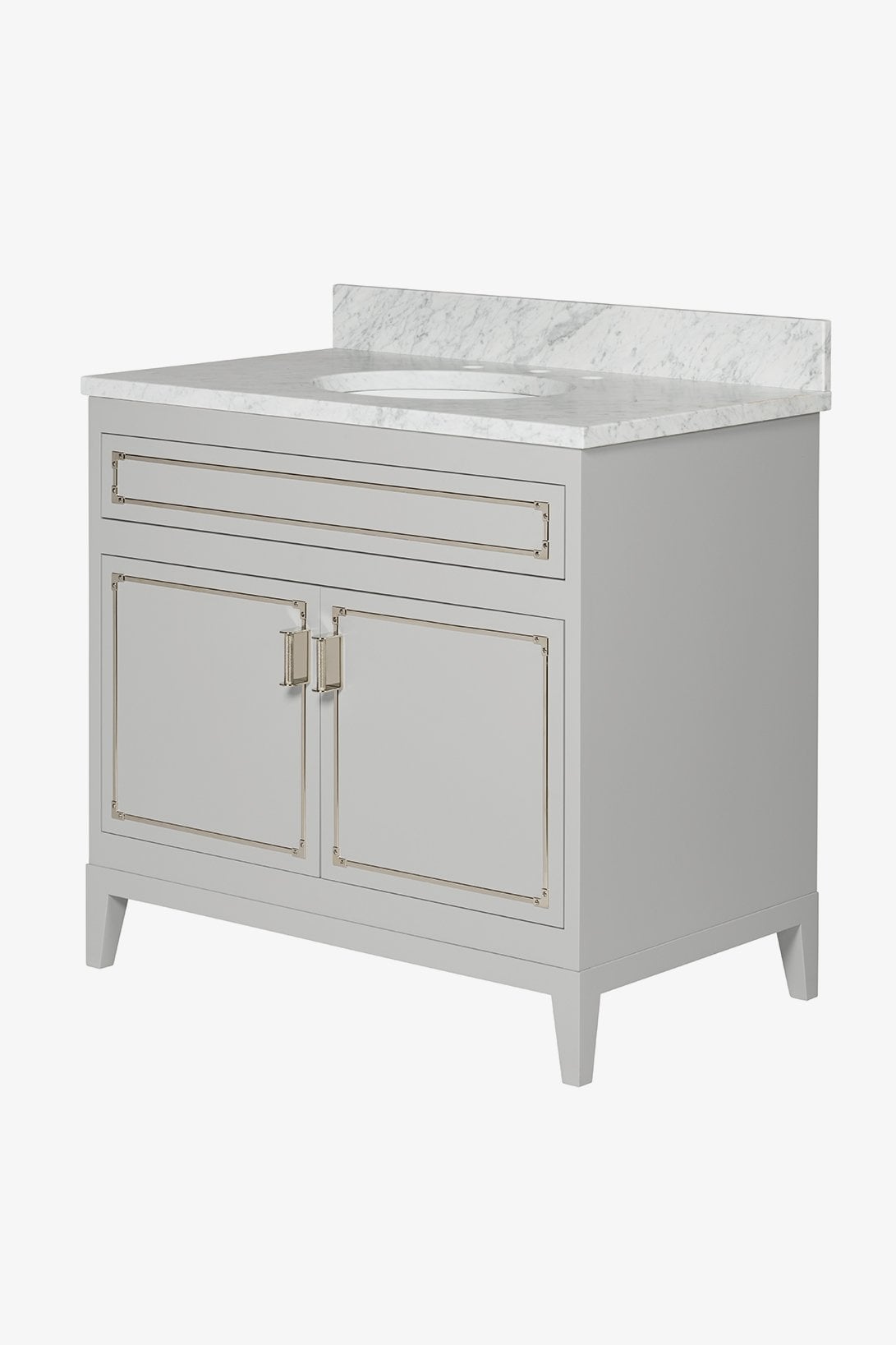 Pullman Single Vanity with Tapered Legs and Hardware 36" x 22" x 33 1/4" - BASE ONLY