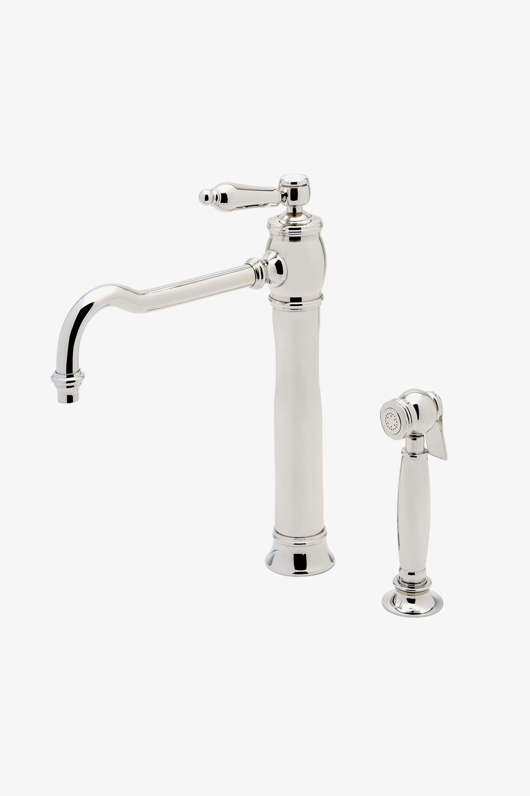 Julia One Hole High Profile Kitchen Faucet, Metal Lever Handle and Spray