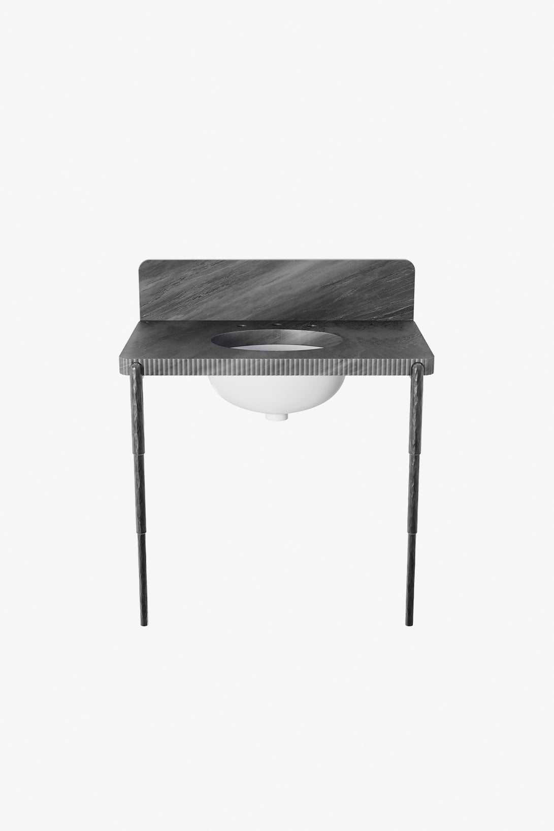 Ferro Telescope Legs with MRLVCU Sink and 36" 5CM Reeded Slab and Backsplash