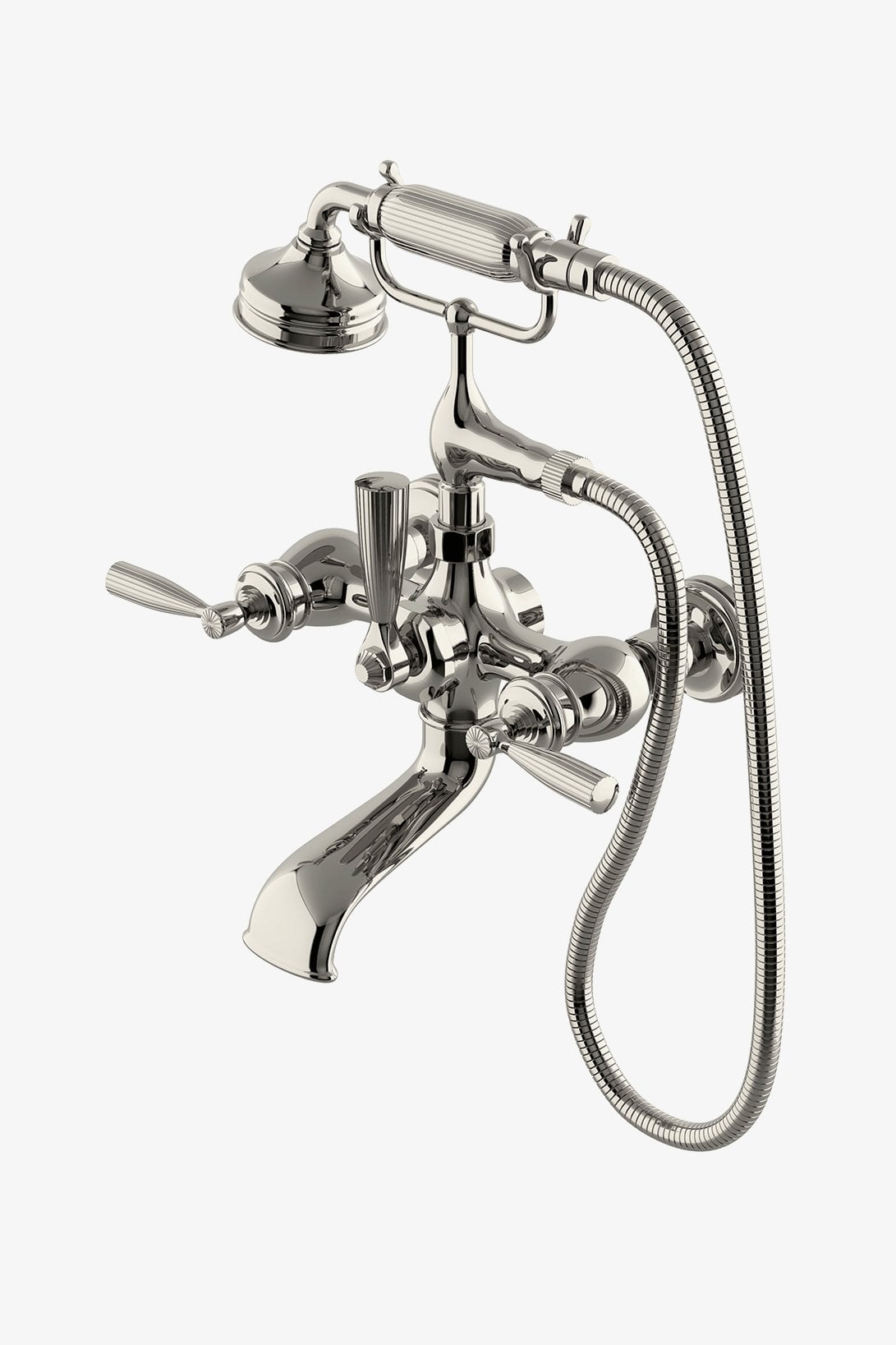 Foro Wall Mounted Exposed Tub Filler with Metal Handshower and Lever Handles