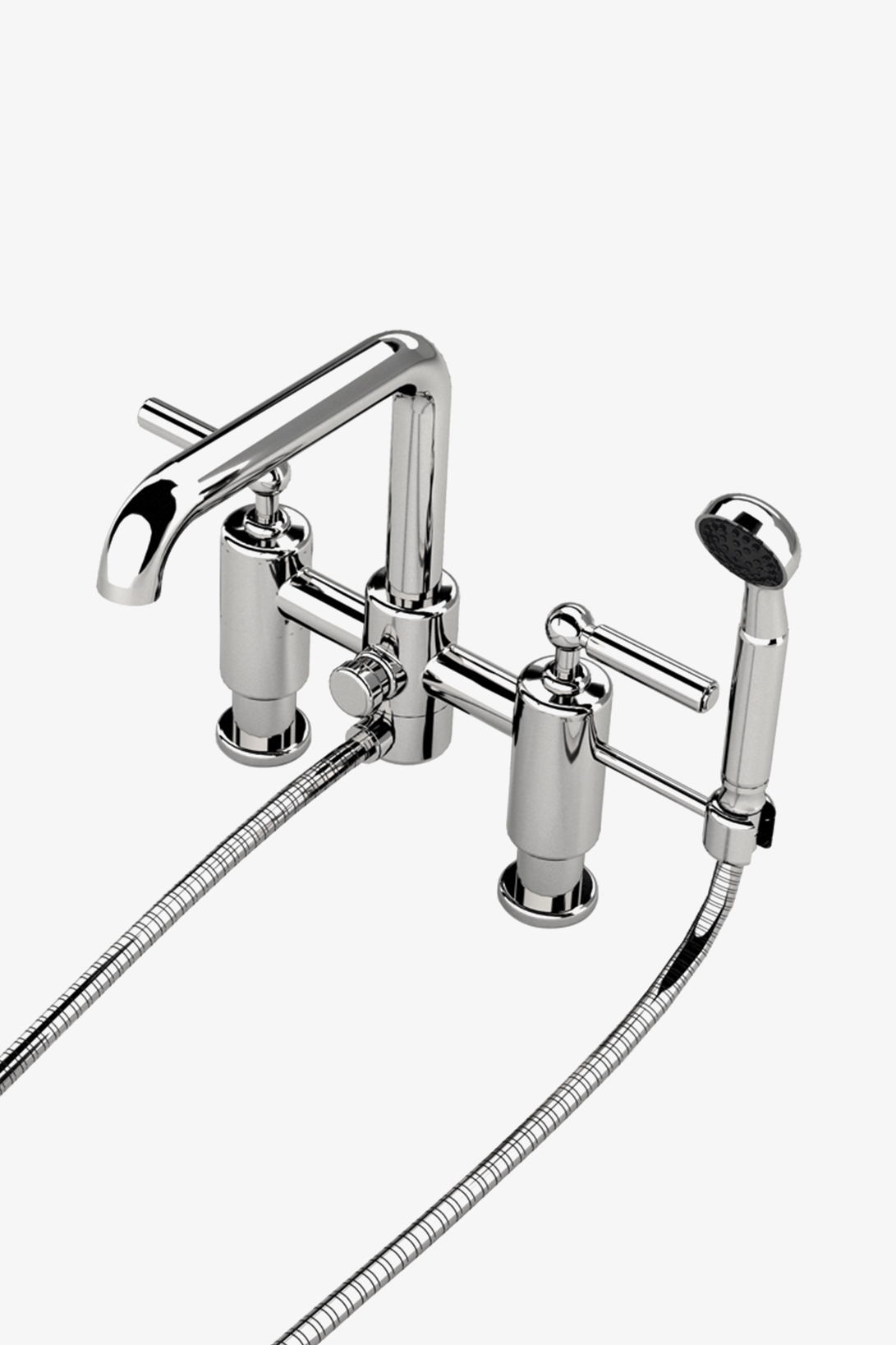 Ludlow Deck Mounted Low Profile Exposed Tub Filler with Metal Handshower and Metal Lever Handles