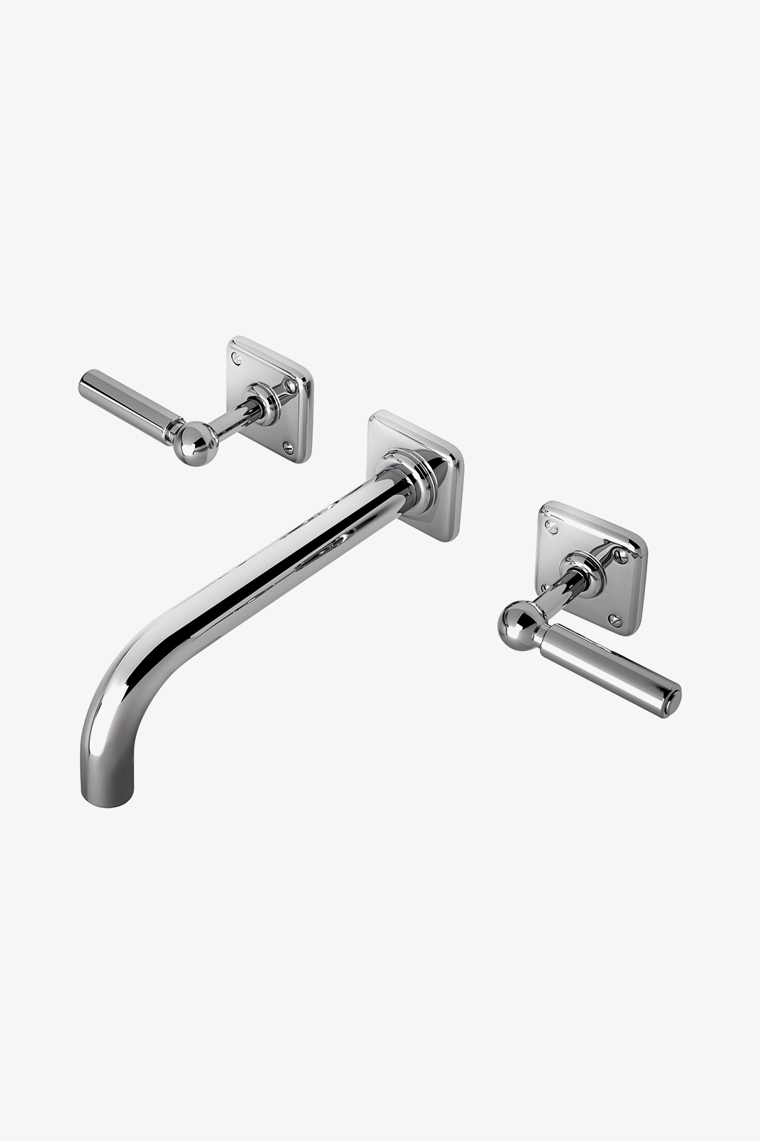 Ludlow Wall Mounted Low Profile Lavatory Faucet with Metal Lever Handles and Valve