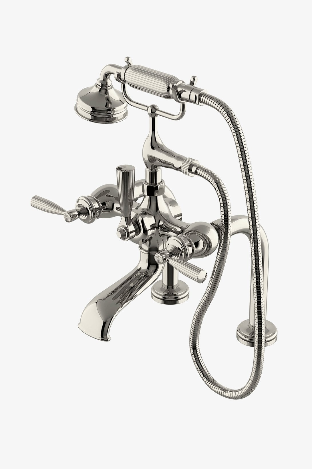 Foro Deck Mounted Exposed Tub Filler with Metal Handshower and Lever Handles