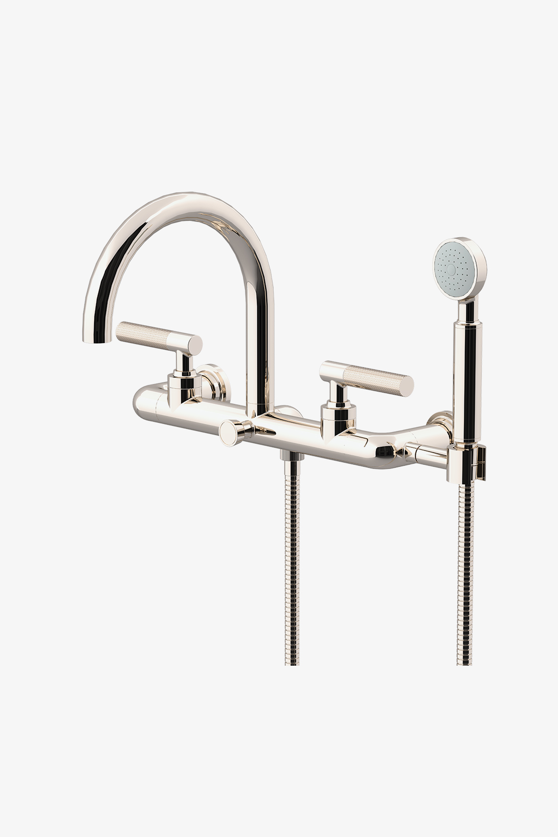 Bond Union Series Wall Mounted Exposed Tub Filler with Handshower and Guilloche Link Lever Handles