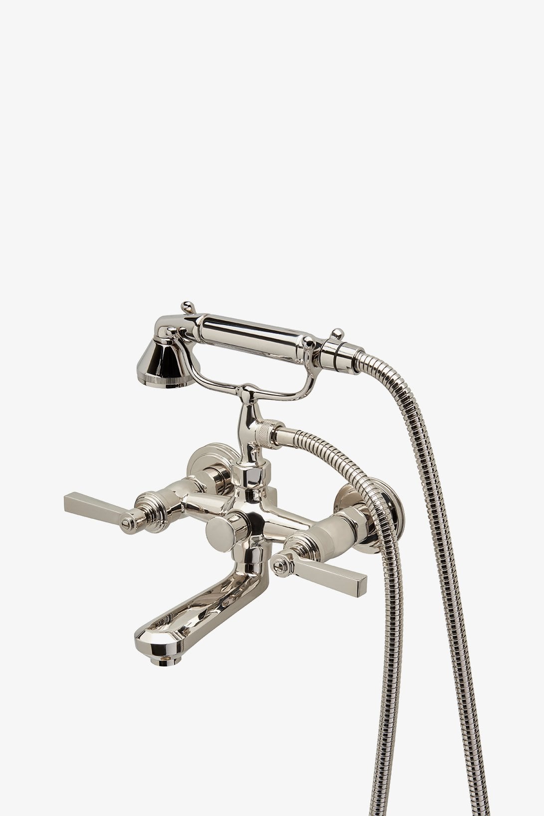 Aero Wall Mounted Exposed Tub Filler with Metal Handshower and Lever Handles