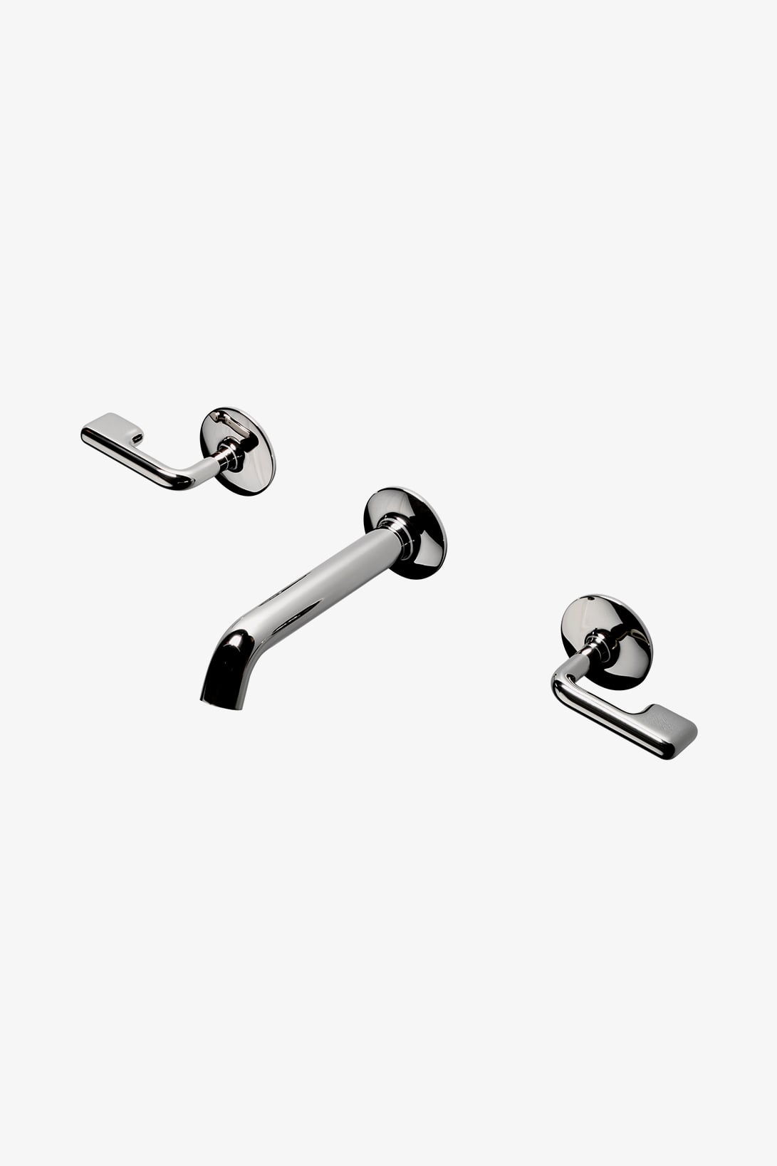 .25 Low Profile Three Hole Wall Mounted Lavatory Faucet with Metal Lever Handles