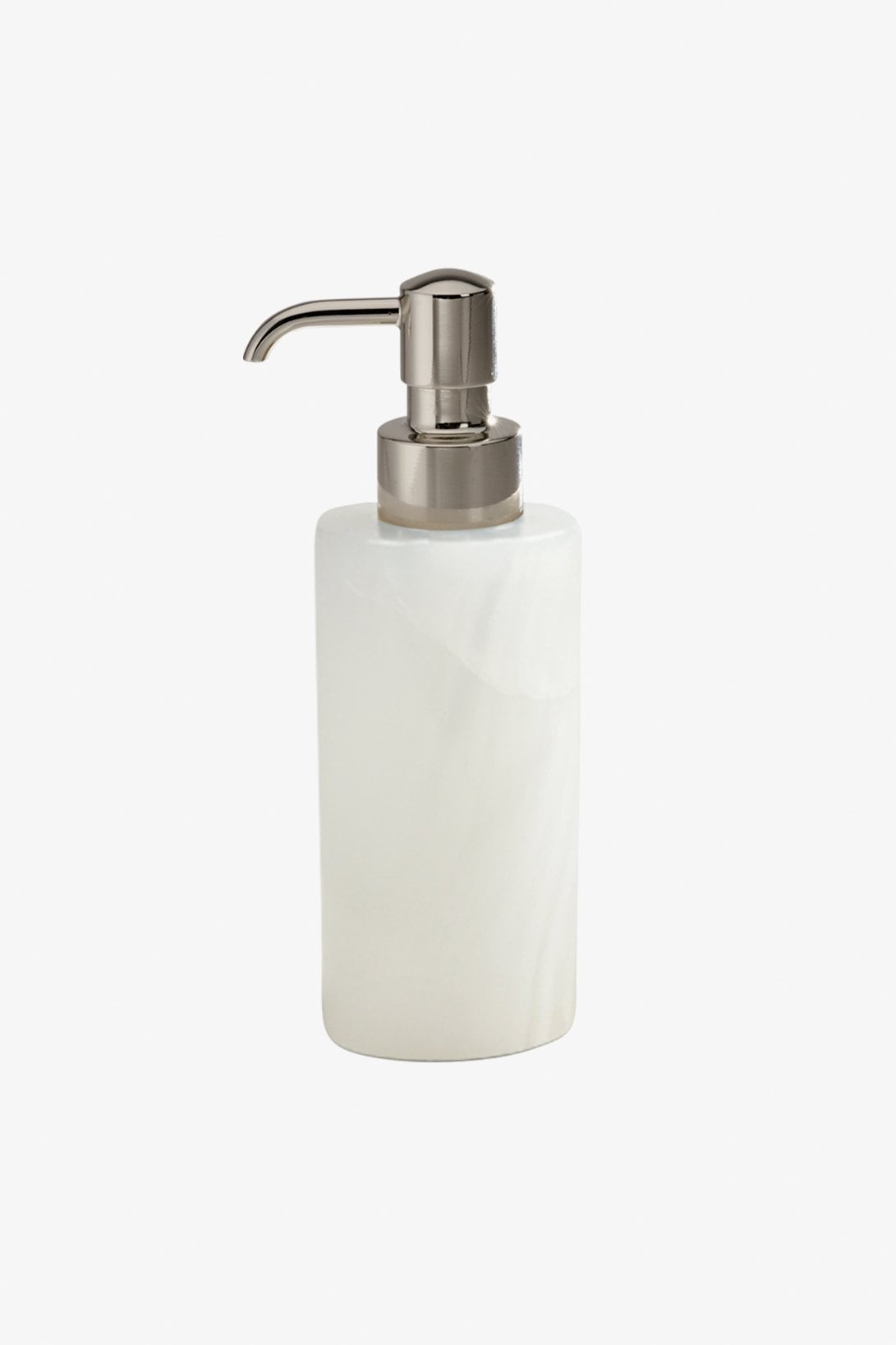 Polar Soap Dispenser in White with Nickel Pump Dispenser
